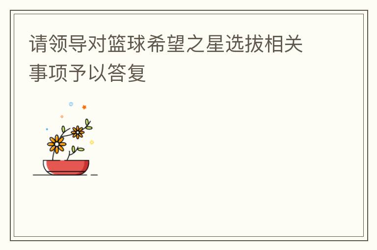 請(qǐng)領(lǐng)導(dǎo)對(duì)籃球希望之星選拔相關(guān)事項(xiàng)予以答復(fù)