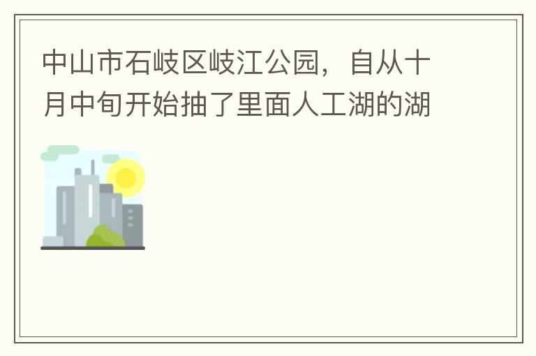 中山市石岐區(qū)岐江公園，自從十月中旬開始抽了里面人工湖的湖水，然后導(dǎo)致湖水下面大幅度下降，截止到12月5日依舊沒有恢復(fù)。問過園內(nèi)保安說是維修噴水設(shè)備?？墒沁@個(gè)維修效率太慢了！太久了！這接近2個(gè)月的時(shí)間以