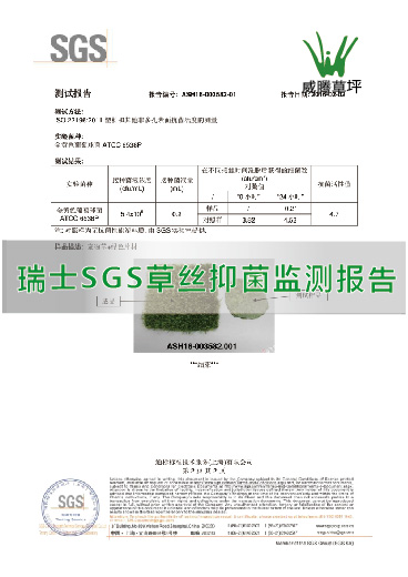 威騰草坪 SGS抑菌檢測認證